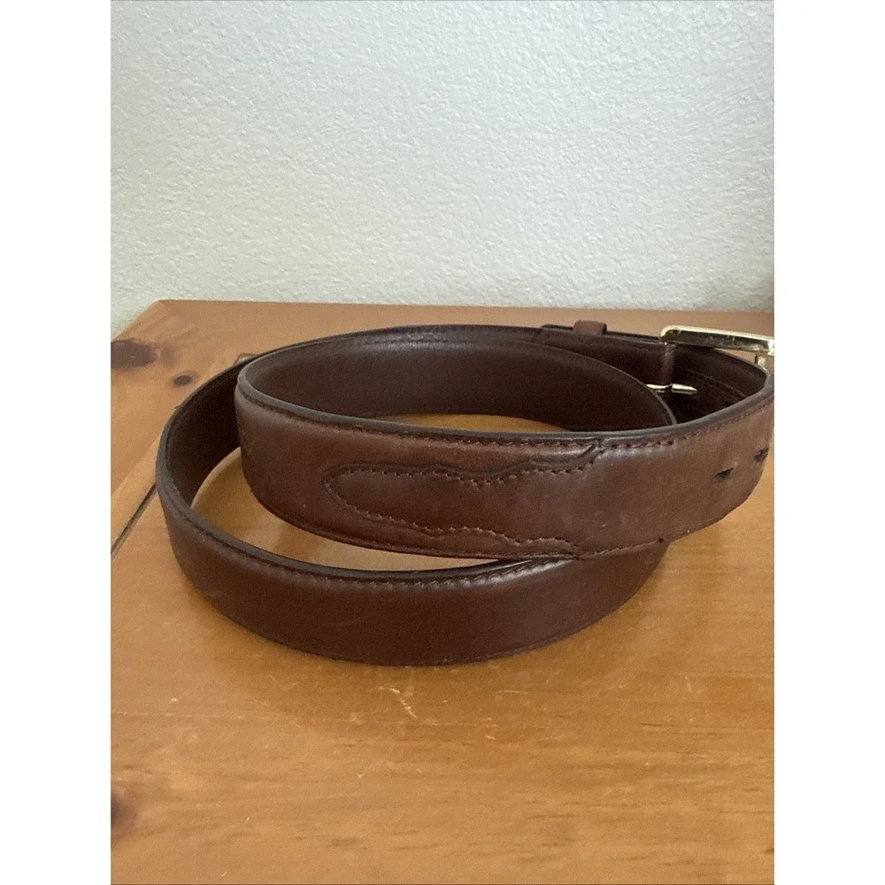 Vintage DDD 3D Men's Western Belt Brown Genuine Leather Gold Tone Buckle Size-34